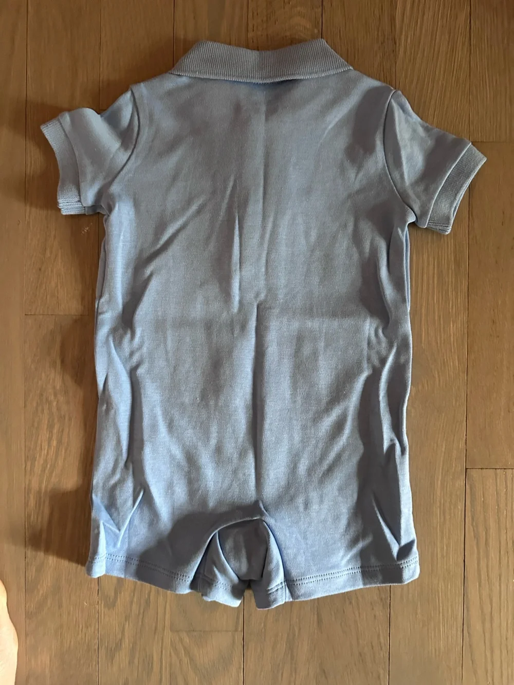 Ralph Lauren Blue Polo Playsuit with Yellow Pony Embroidery